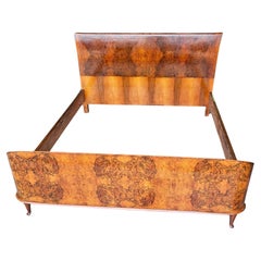 Art Deco walnut burl double bed