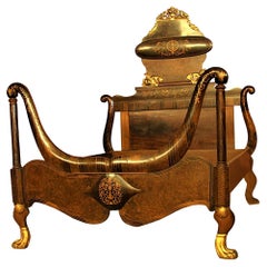 Mahogany double bed 1850s Empire period inlaid and gilded