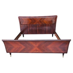 Mid Century Doppelbett in Mahagoni und Palisanderholz