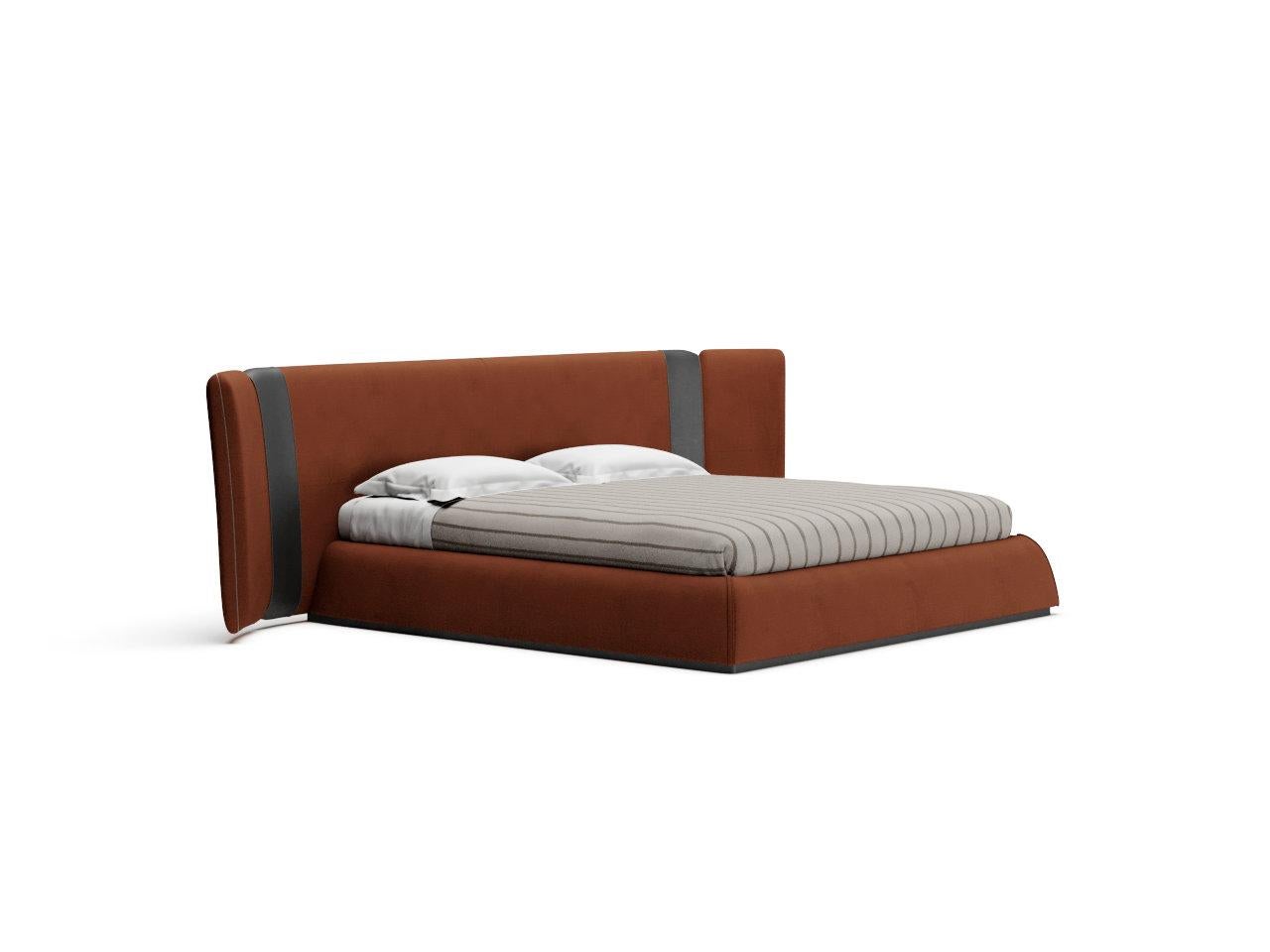 Morrison 180x200 nubuck leather bed with one-movement bed base In New Condition For Sale In Bisceglie, IT