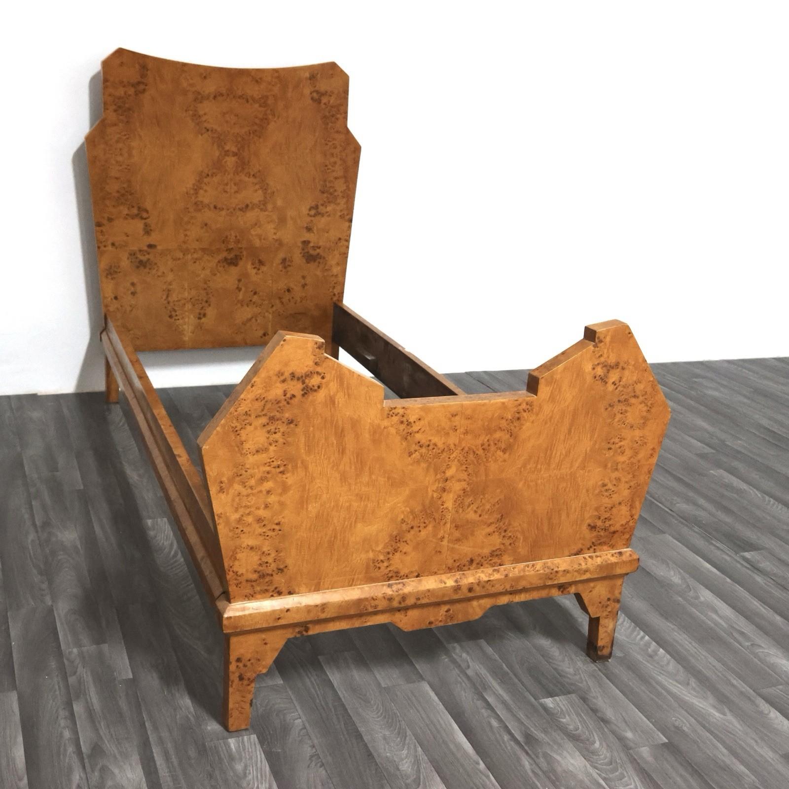 Letto Singolo Art Decò Cubista In Radica Di Betulla Design Anni '30/40 im Angebot 3