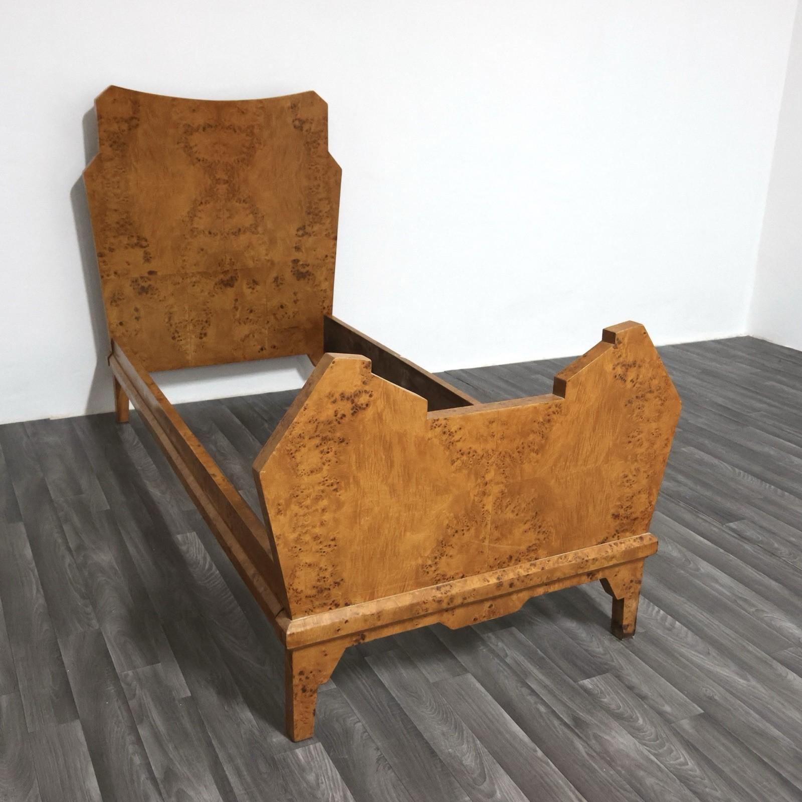 Letto Singolo Art Decò Cubista In Radica Di Betulla Design Anni '30/40 im Angebot 9