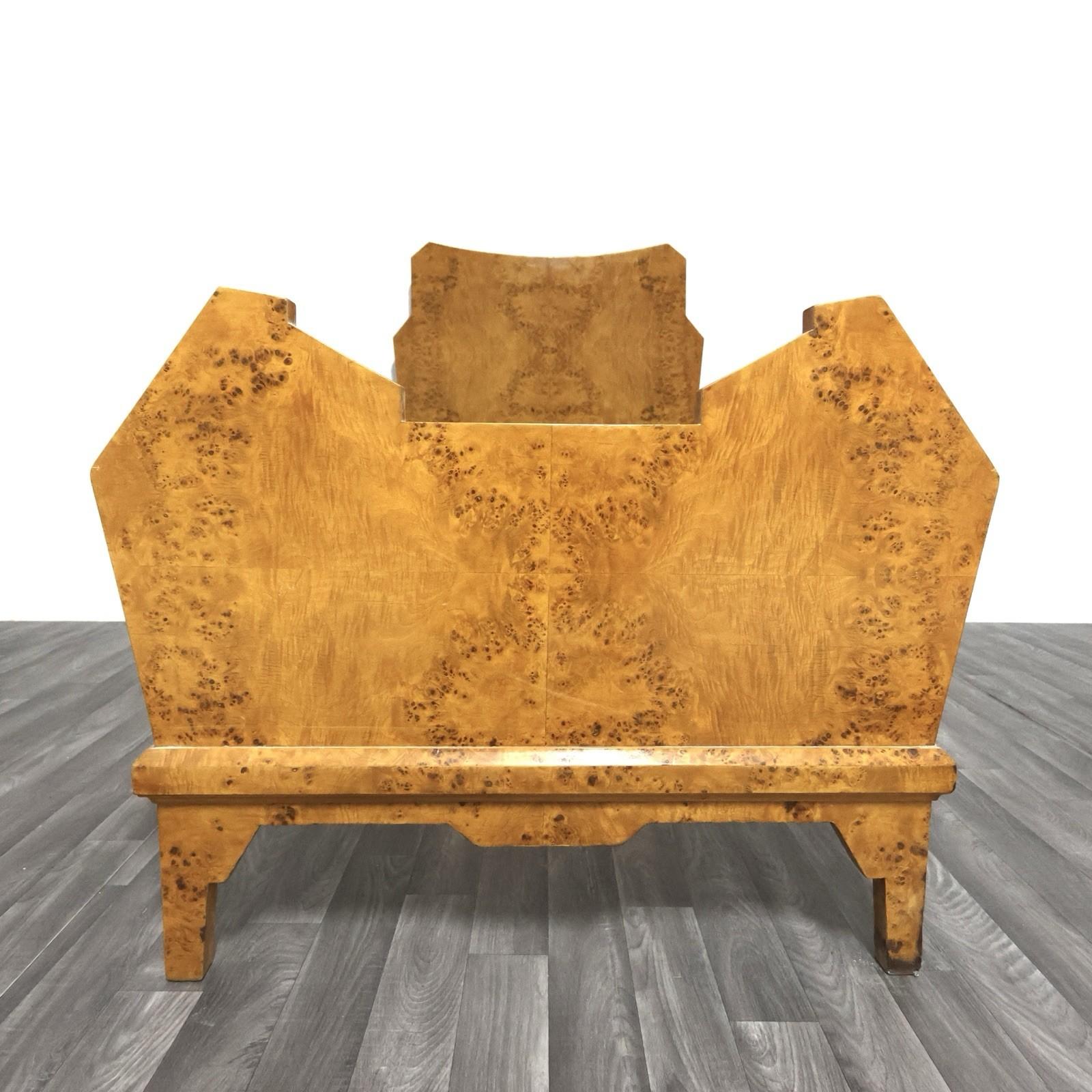 Letto Singolo Art Decò Cubista In Radica Di Betulla Design Anni '30/40 (Art déco) im Angebot