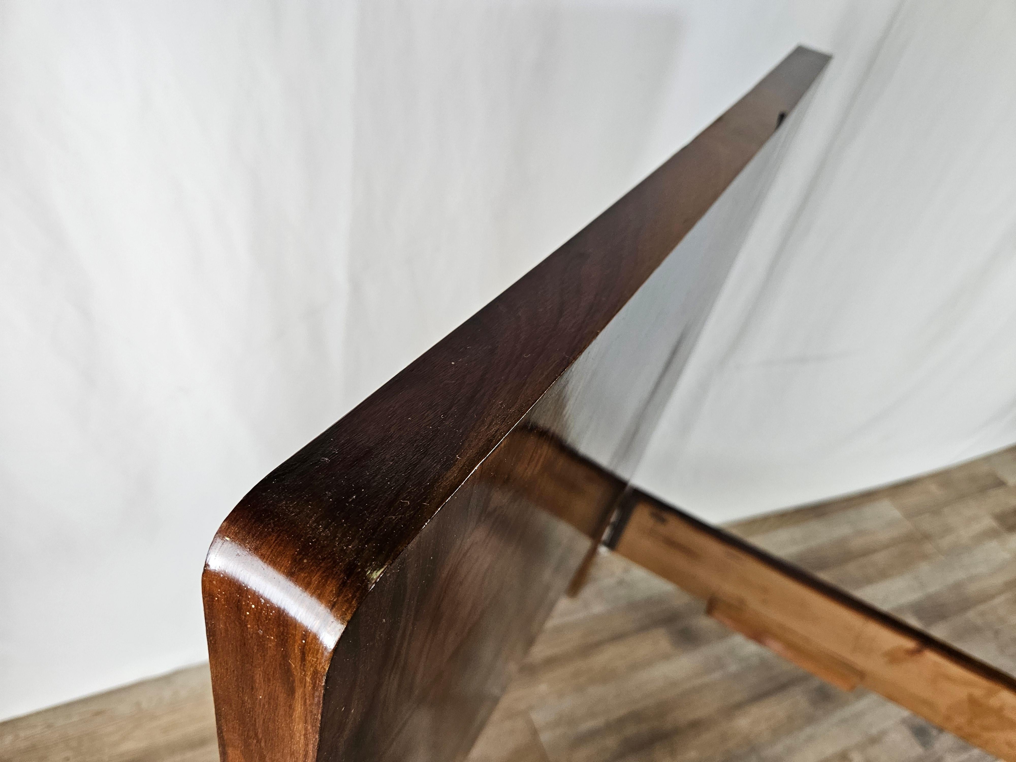 Wood Art Deco single bed in walnut For Sale