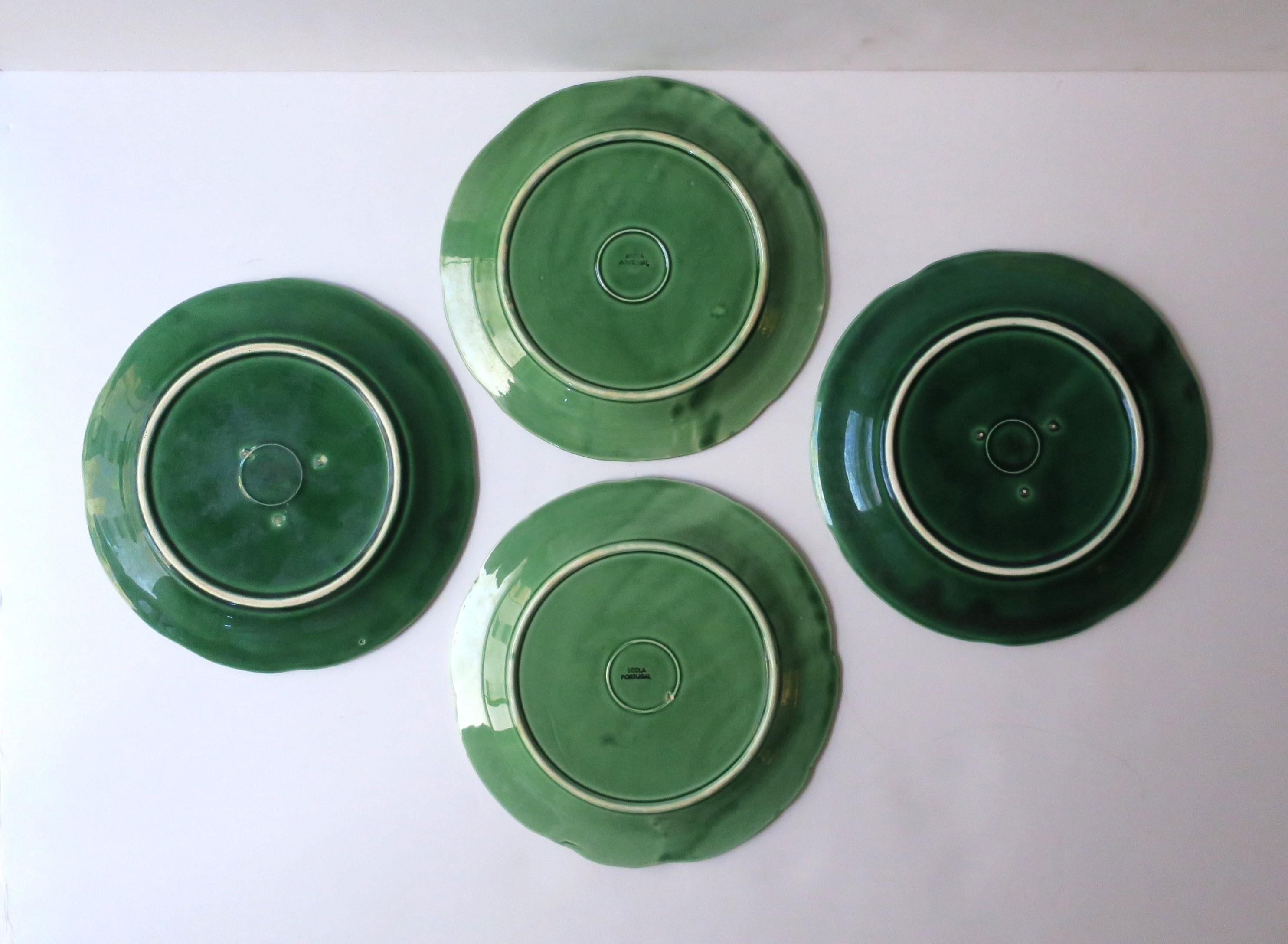Lettuce or Cabbage Leaf Plates Green and White, Set of 4 For Sale 2