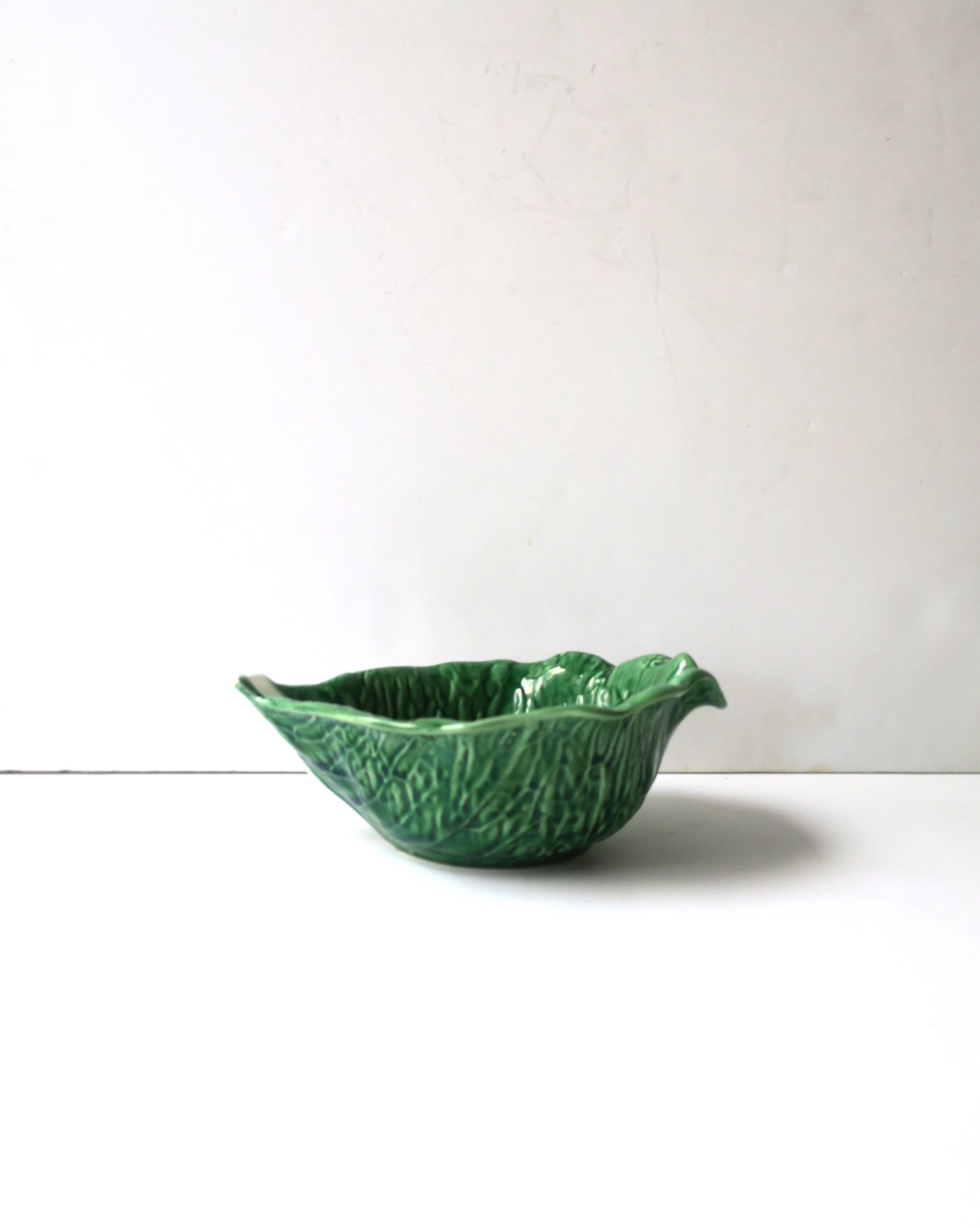 Green Lettuce or Cabbage Leaf Serving or Dip Bowl Trompe l'Oeil Style, 5 Avail For Sale 6