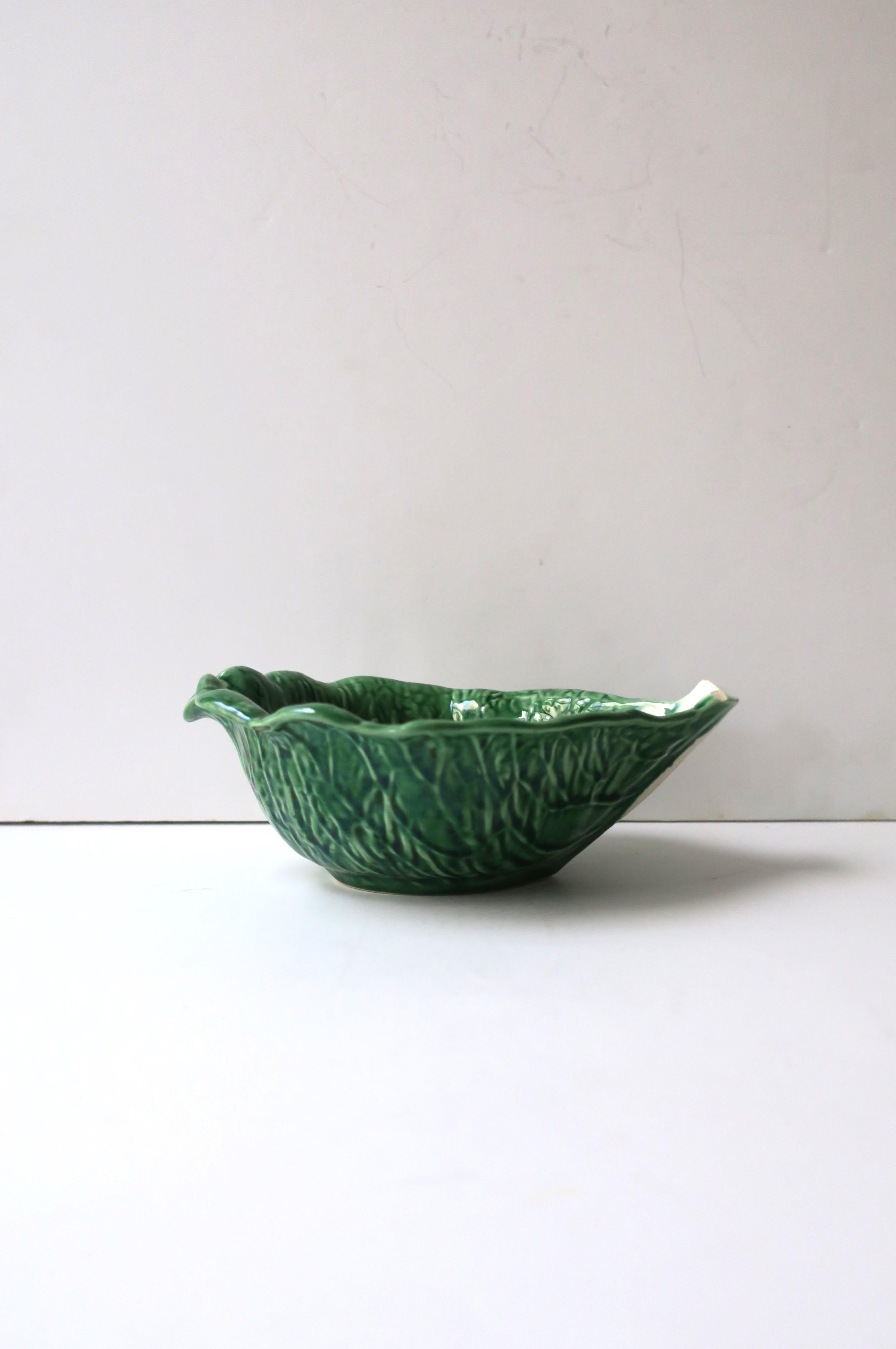 Green Lettuce or Cabbage Leaf Serving or Dip Bowl Trompe l'Oeil Style, 5 Avail For Sale 7