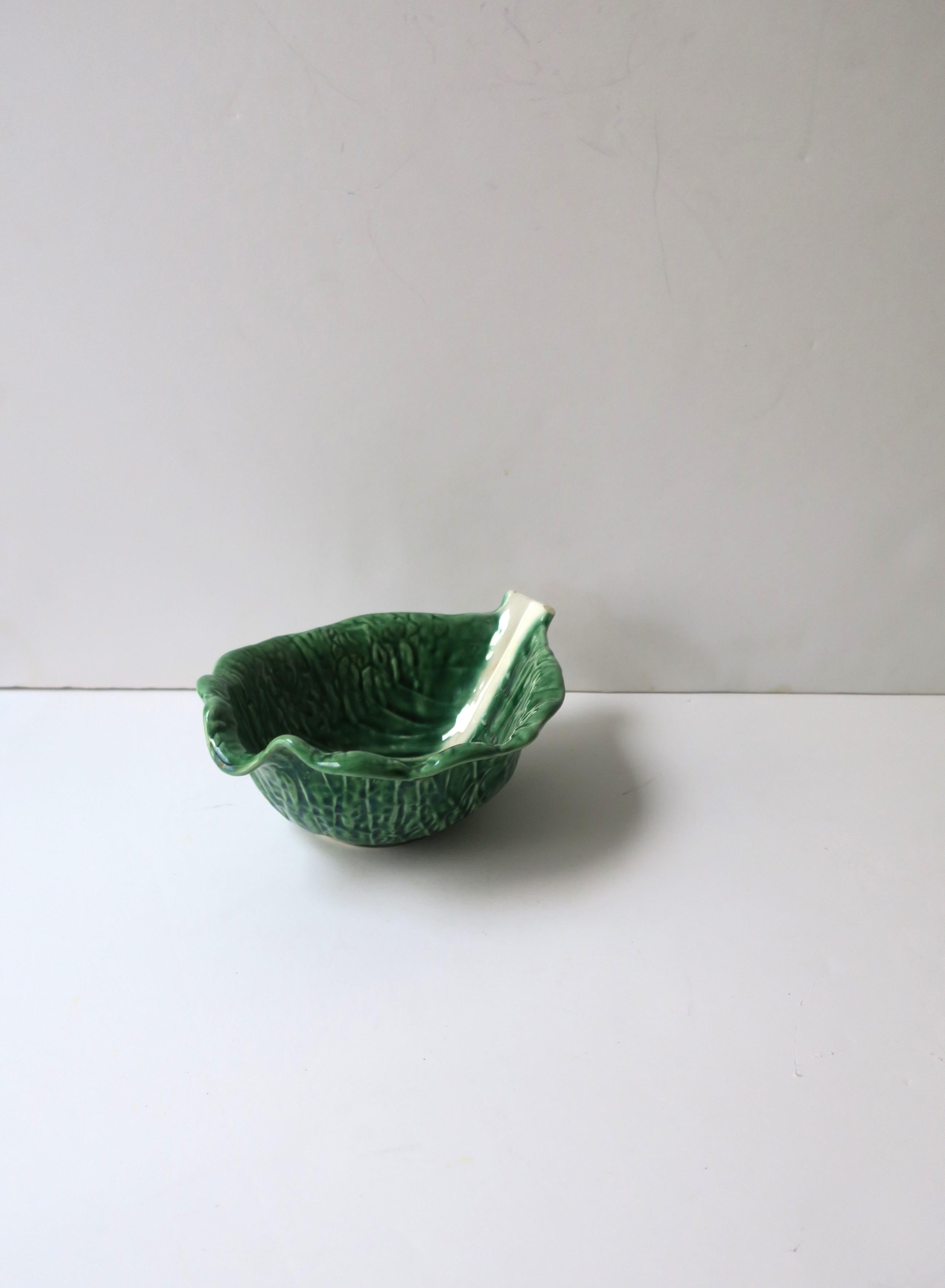 Green Lettuce or Cabbage Leaf Serving or Dip Bowl Trompe l'Oeil Style, 5 Avail For Sale 8