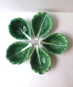 Green Lettuce or Cabbage Leaf Serving or Dip Bowl Trompe l'Oeil Style, 5 Avail