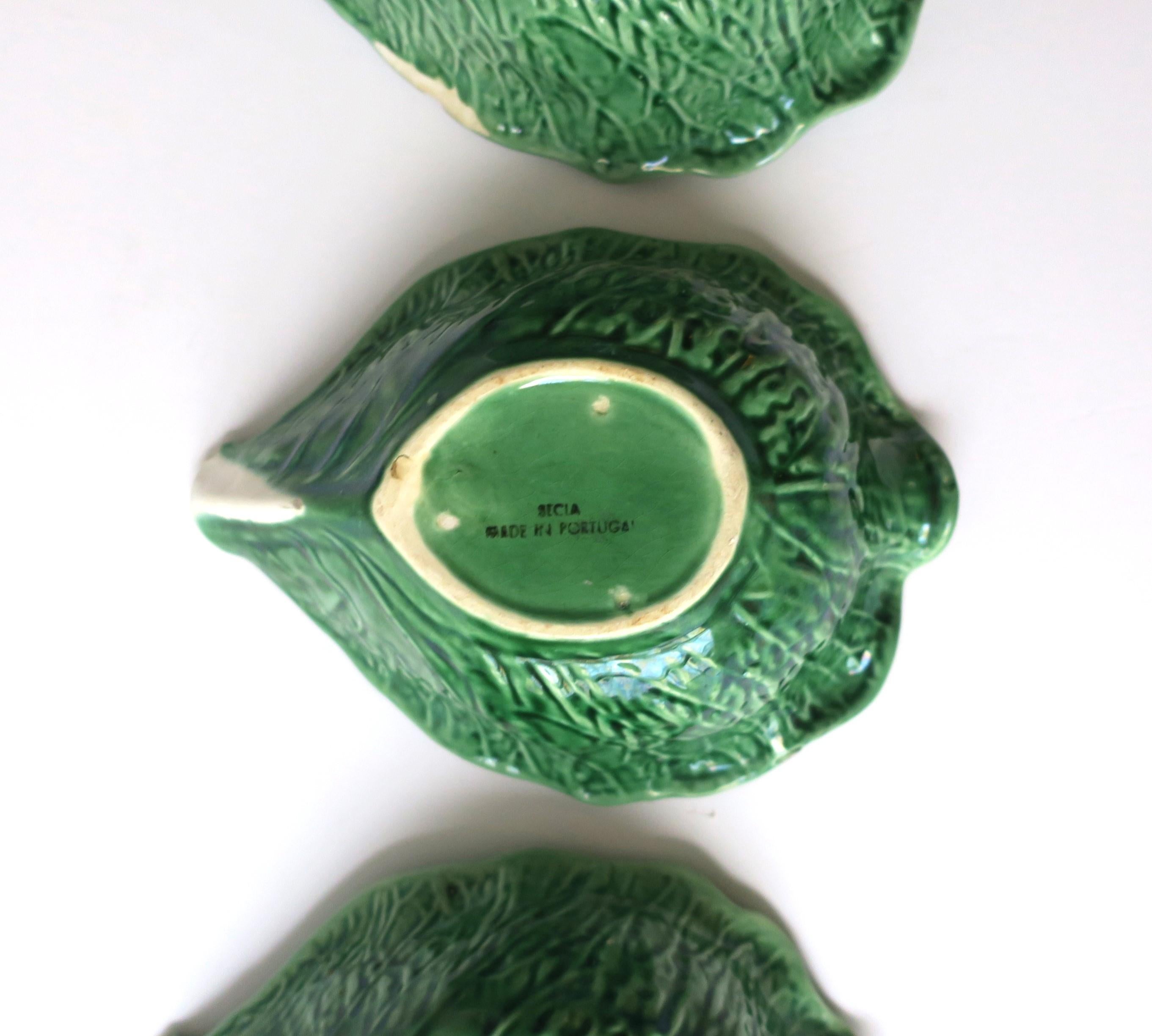 Green Lettuce or Cabbage Leaf Serving or Dip Bowl Trompe l'Oeil Style, 5 Avail For Sale 12
