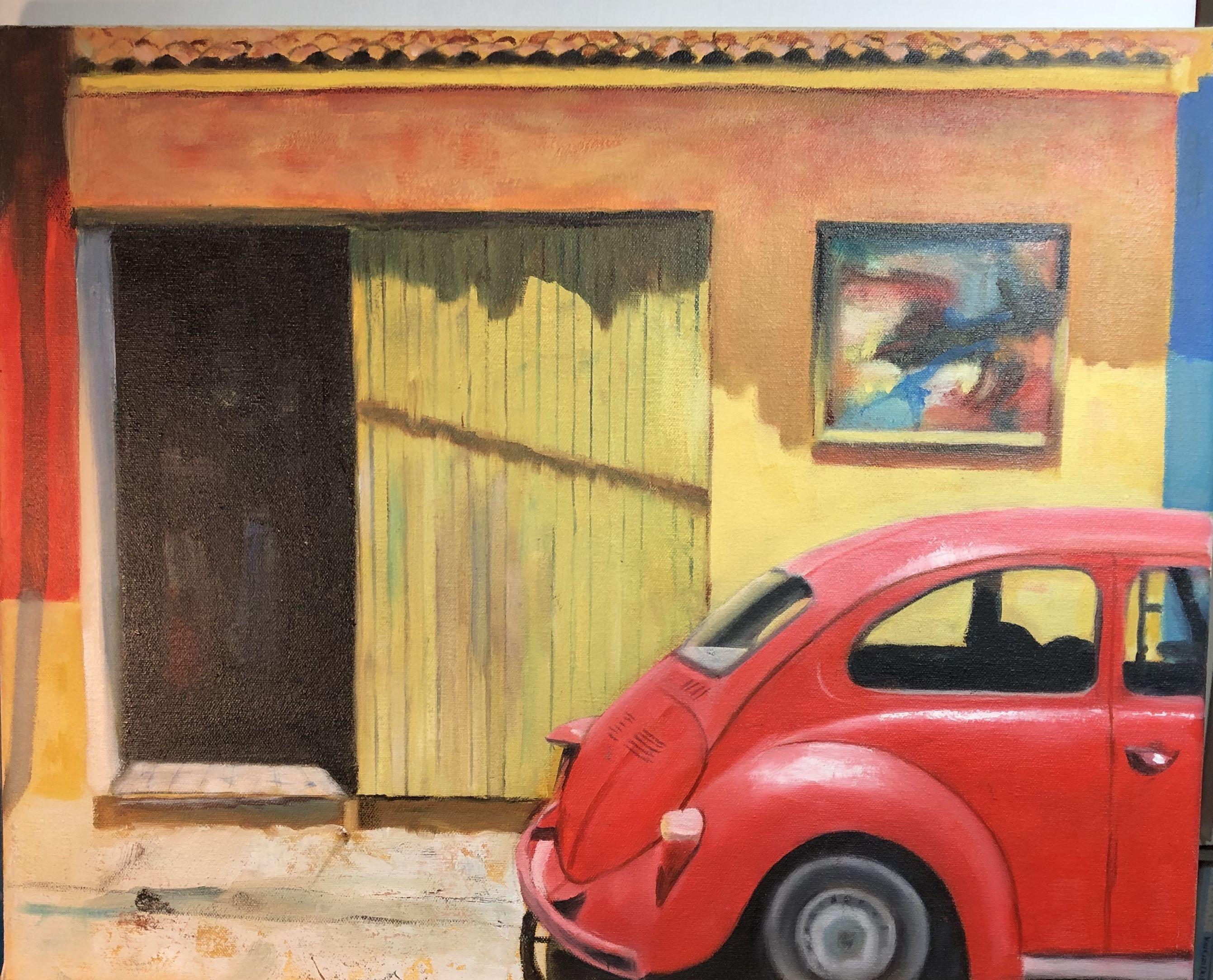 The colors of this scene were compelling, so typical of Ajijik, Mexico.   :: Painting :: Realism :: This piece comes with an official certificate of authenticity signed by the artist :: Ready to Hang: Yes :: Signed: Yes :: Signature Location: lower