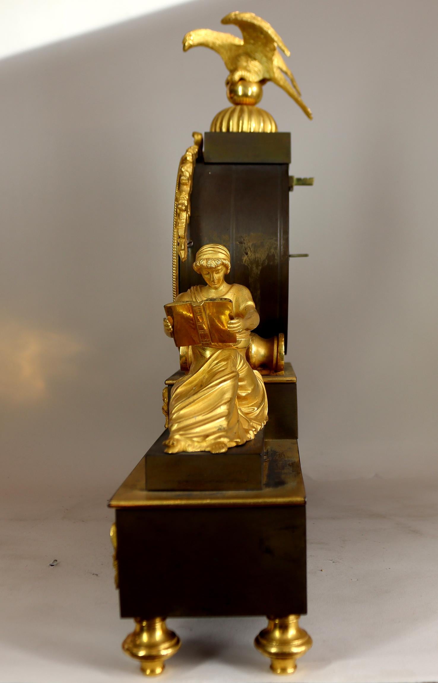 L'Etude Ormolu and Bronze Fusee Mantel Clock In Good Condition For Sale In Amersham, GB