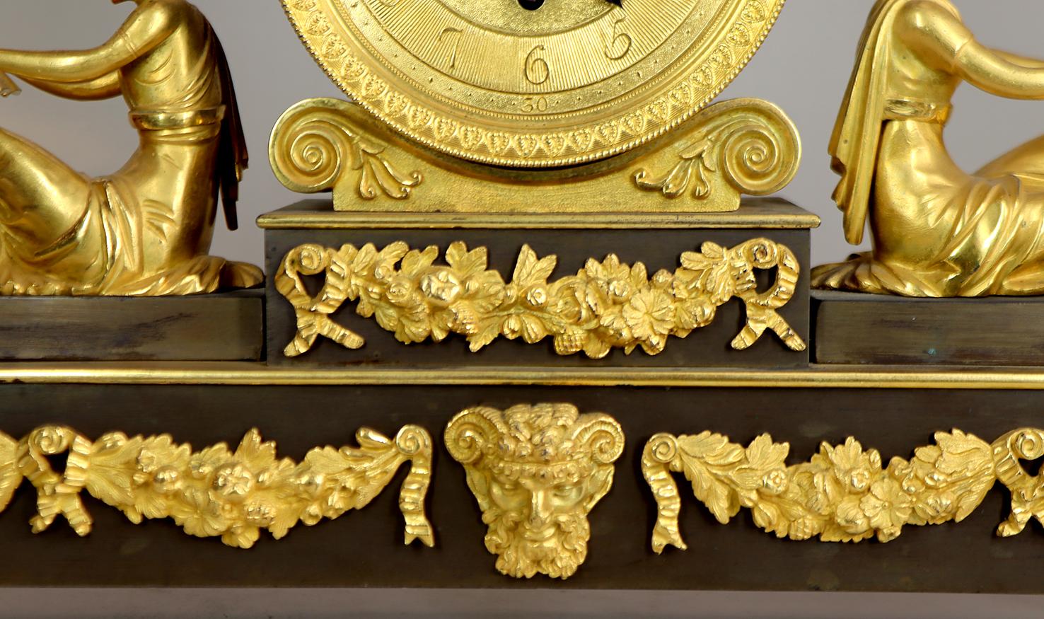 L'Etude Ormolu and Bronze Fusee Mantel Clock For Sale 1
