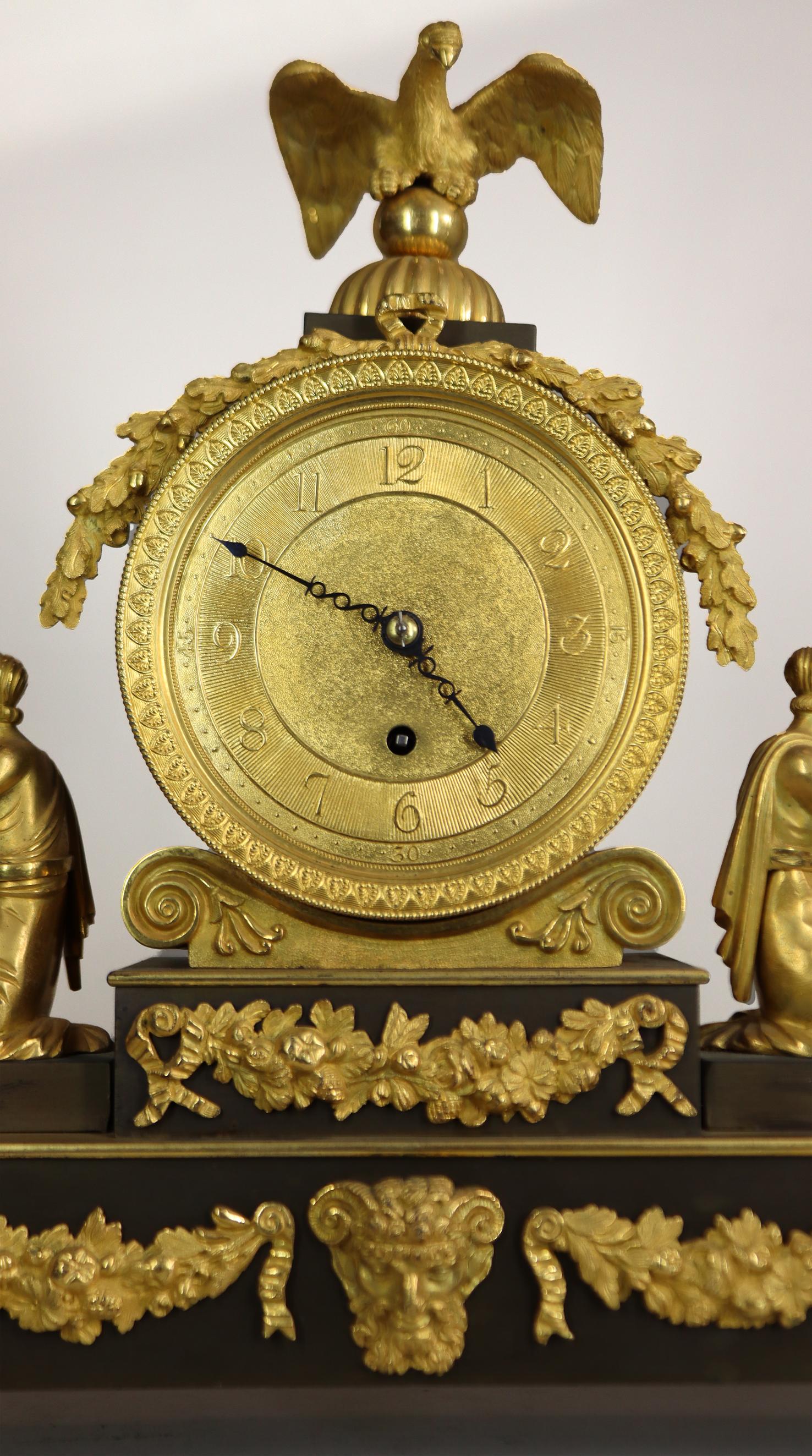 L'Etude Ormolu and Bronze Fusee Mantel Clock For Sale 2