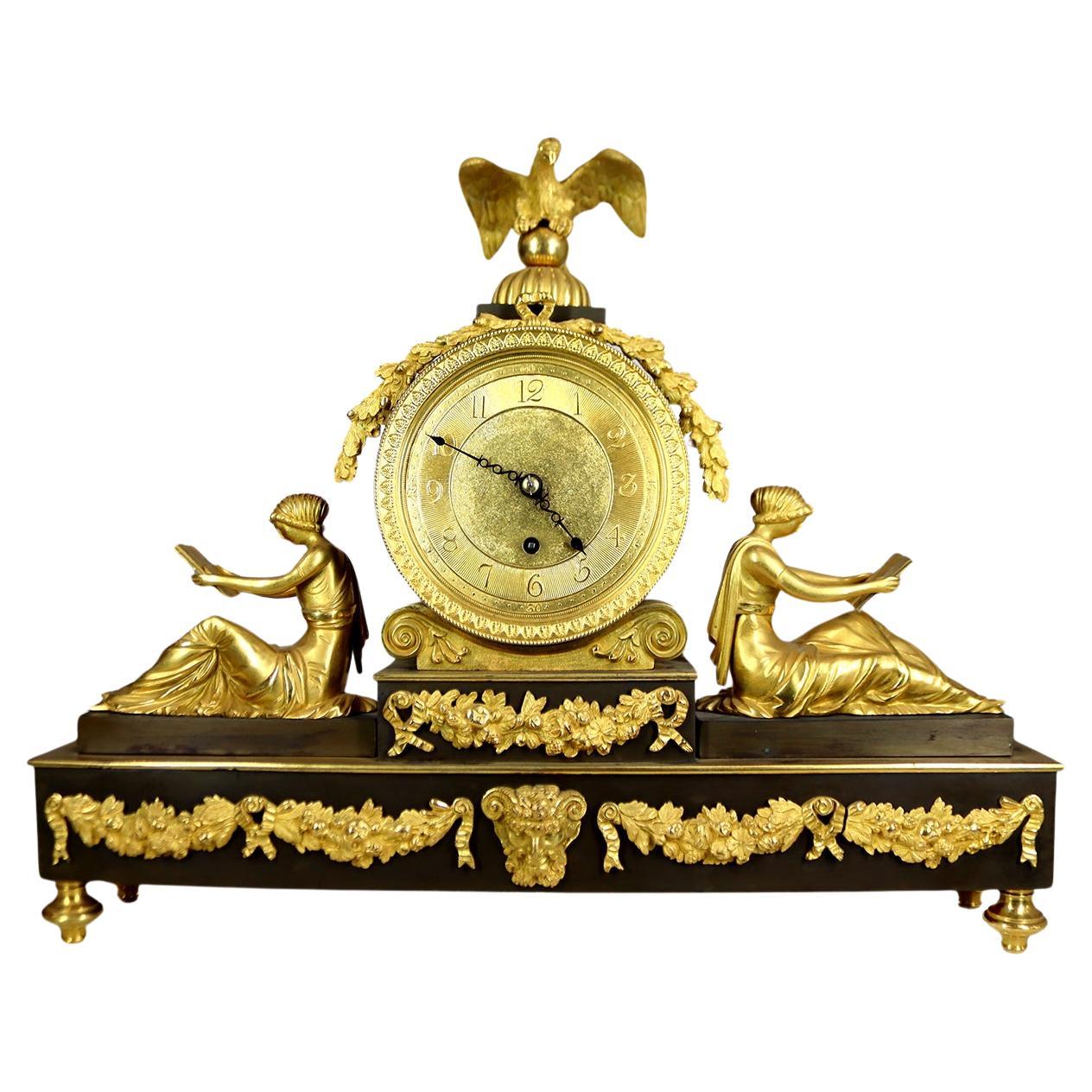 L'Etude Ormolu and Bronze Fusee Mantel Clock For Sale
