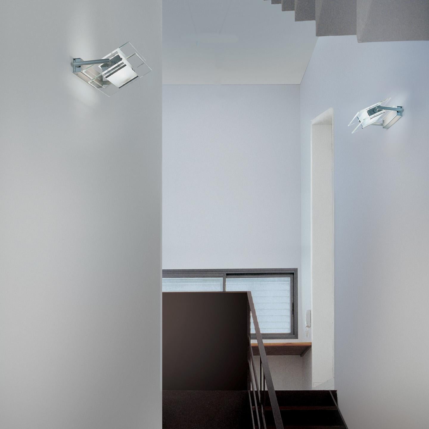 Modern Leucos 360° P-PL 200 LED Wall Light in Satin, Transparent & Chrome by Design Lab For Sale