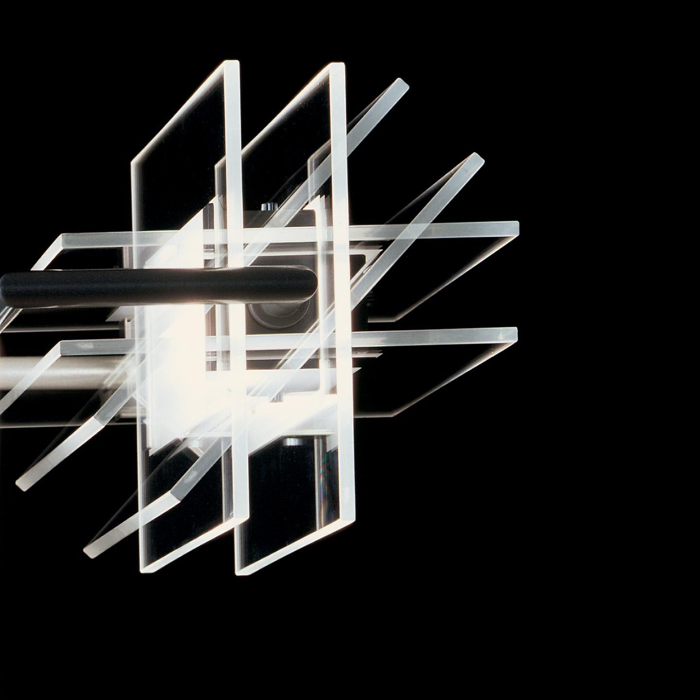 Leucos 360° P-PL 200 LED-Wandleuchte aus Satin, Transparent und Nickel von Design Lab (Moderne) im Angebot