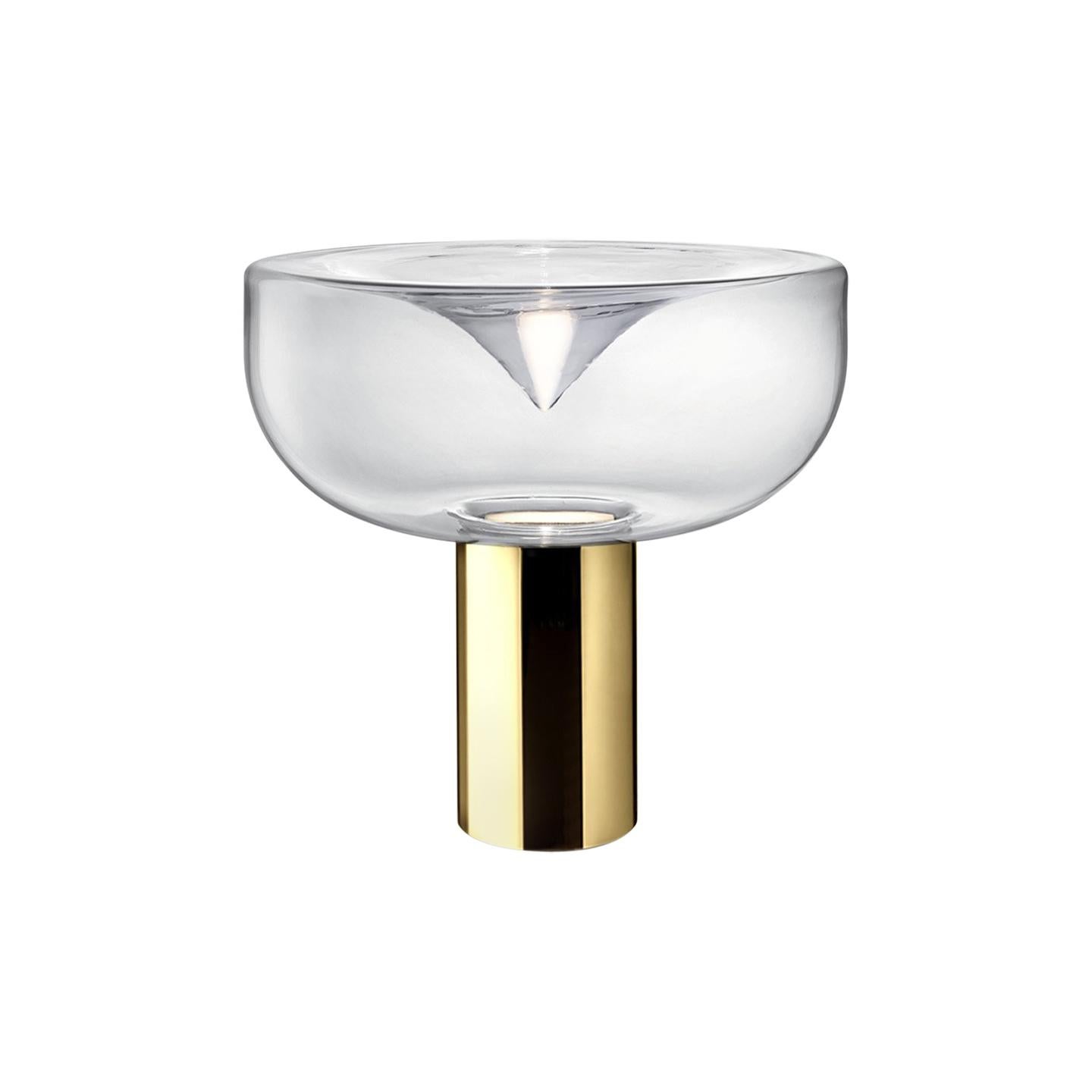 Leucos Aella 1968 T LED Table Light in Transparent and Gold by Toso & Massari For Sale