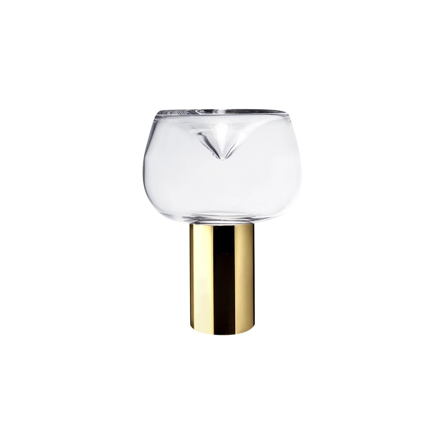 Leucos Aella Bold T LED Table Light in Transparent and Gold by Toso & Massari For Sale