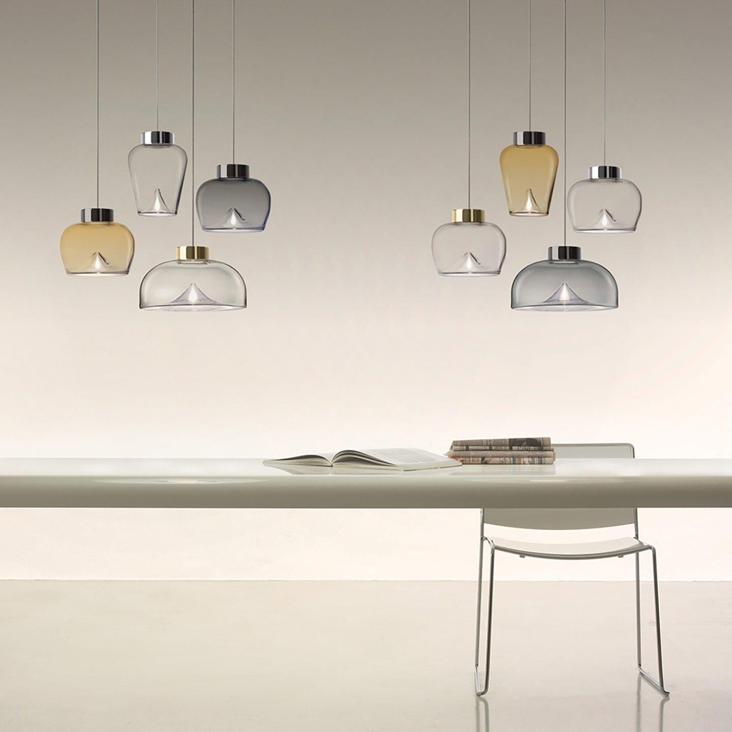 Modern Leucos Aella Mini LED Pendant Lamp, White Sfumato/Gunmetal For Sale