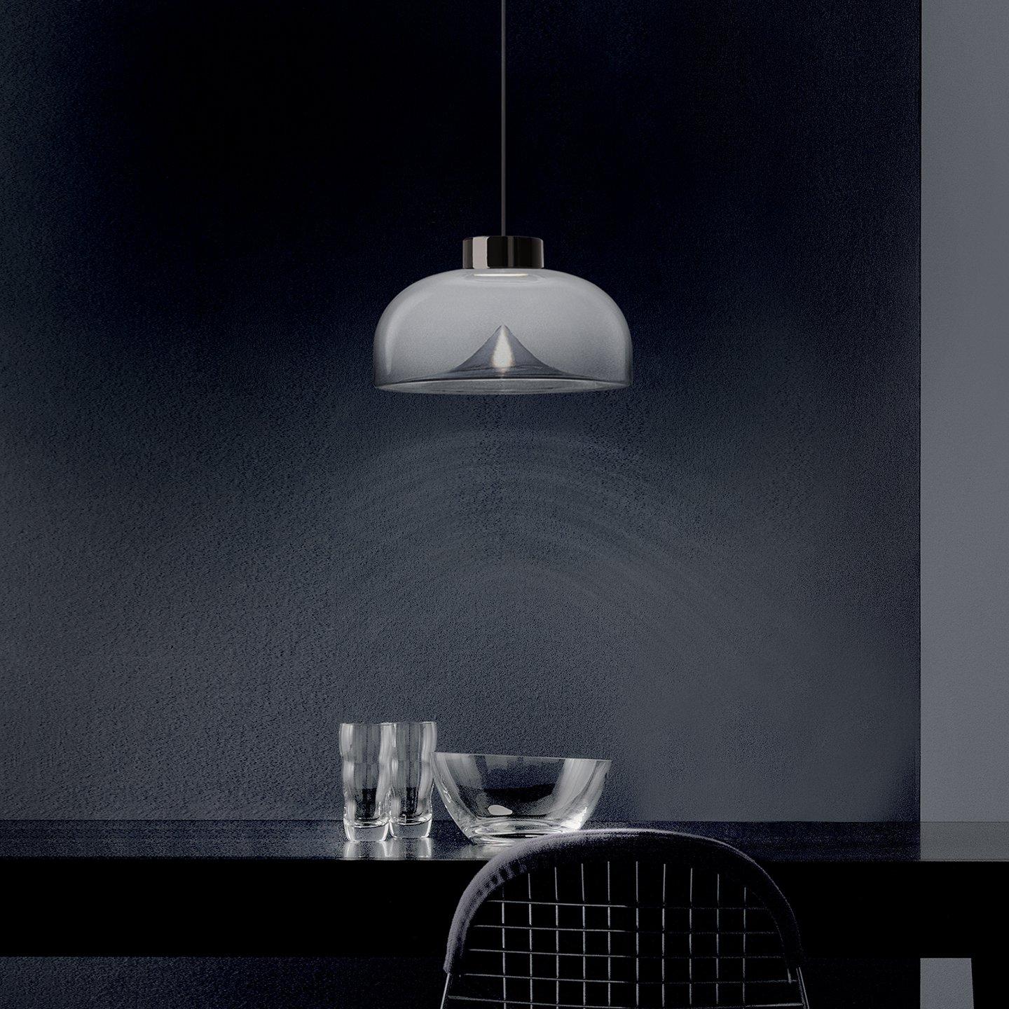 Italian Leucos Aella Mini LED Pendant Lamp, White Sfumato/Gunmetal For Sale