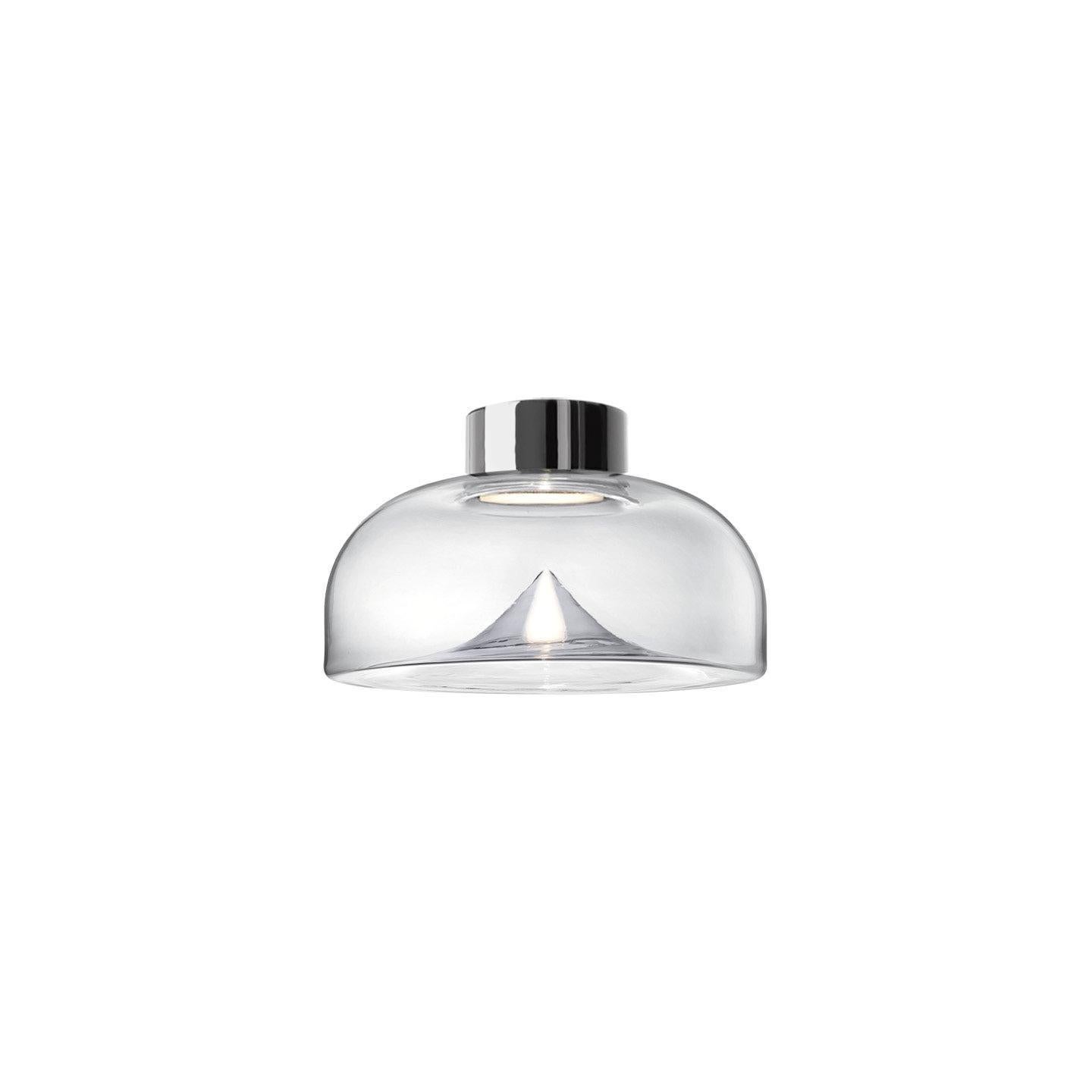 Leucos Aella Mini P-PL 25 LED Flush Mount in Clear and Chrome by Toso & Massari For Sale