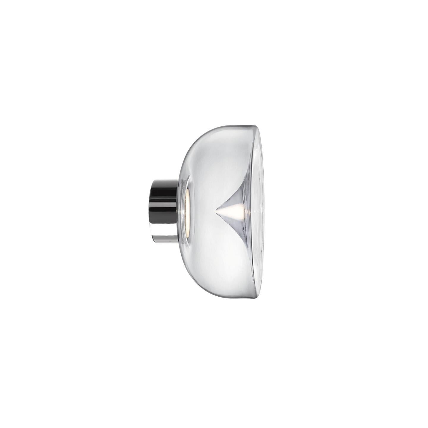 Modern Leucos Aella Mini P-PL 25 LED Flush Mount in Clear and Chrome by Toso & Massari For Sale