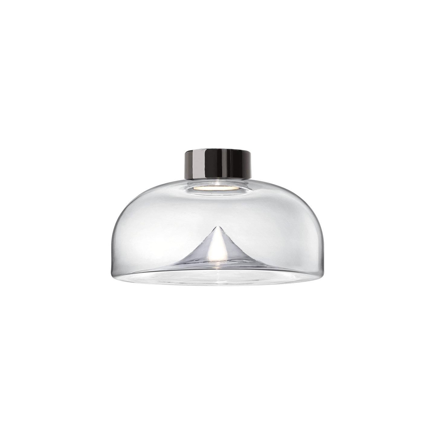 Leucos Aella Mini P-PL 30 LED Flush Mount in Clear & Gunmetal by Toso & Massari