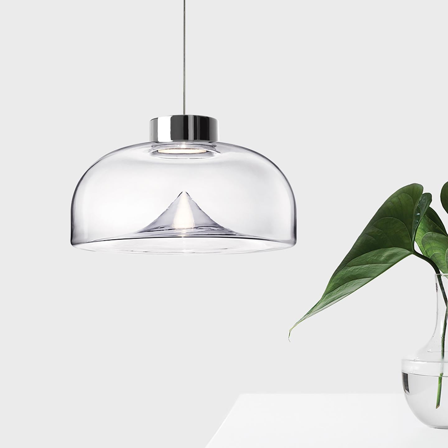 Modern Leucos Aella Mini S 30 LED Pendant Light in Clear and Chrome by Toso & Massari For Sale