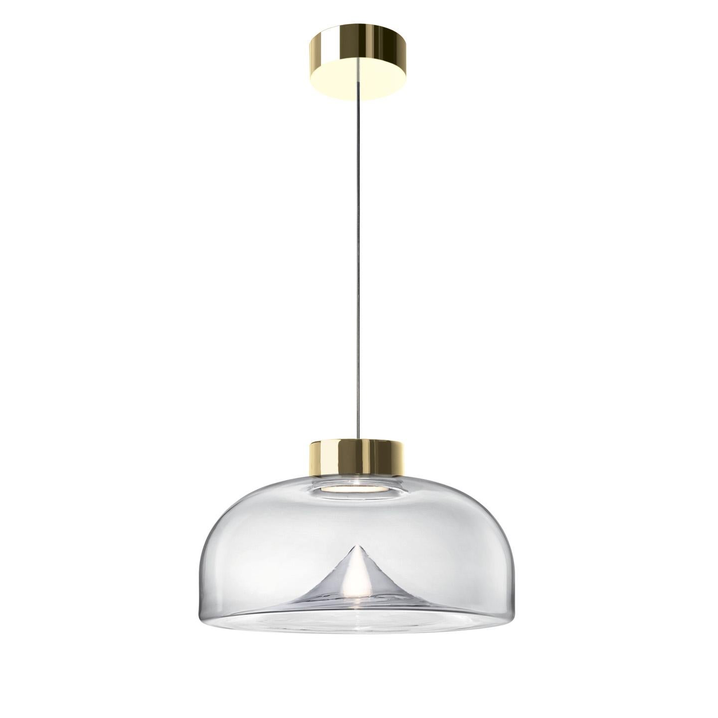 Leucos Aella Mini S 30 LED Pendant Light in Transparent & Gold by Toso & Massari