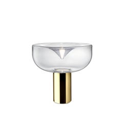 Leucos Aella Mini T 30 LED Table Light in Transparent and Gold by Toso & Massari