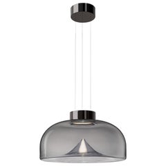 Leucos Aella S LED Pendant Light in Smoke Gray and Gunmetal by Toso & Massari