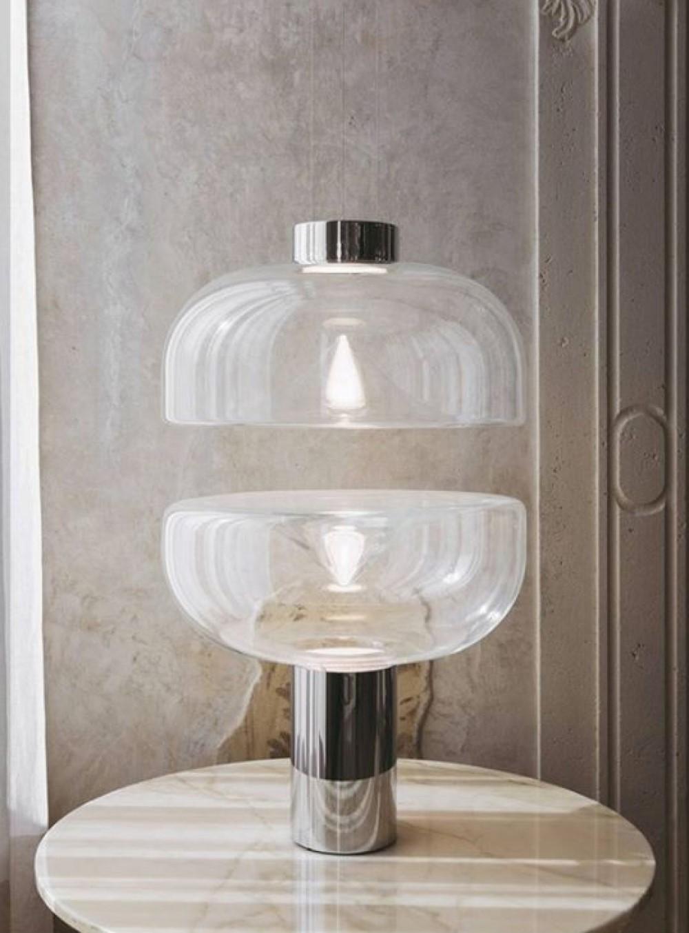 Leucos Aella S LED Pendant Light in Transparent and Chrome by Toso & Massari In New Condition For Sale In Edison, NJ