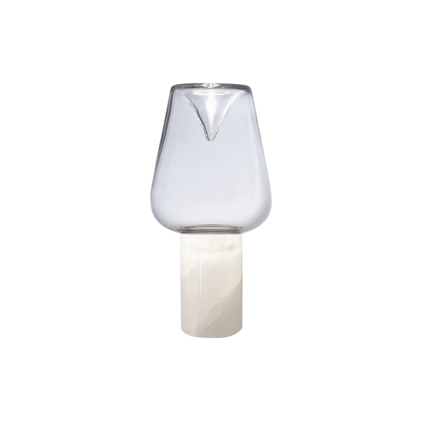 Lampe de bureau LED Leucos Aella Thin T en onyx blanc et transparent par Toso & Massari en vente