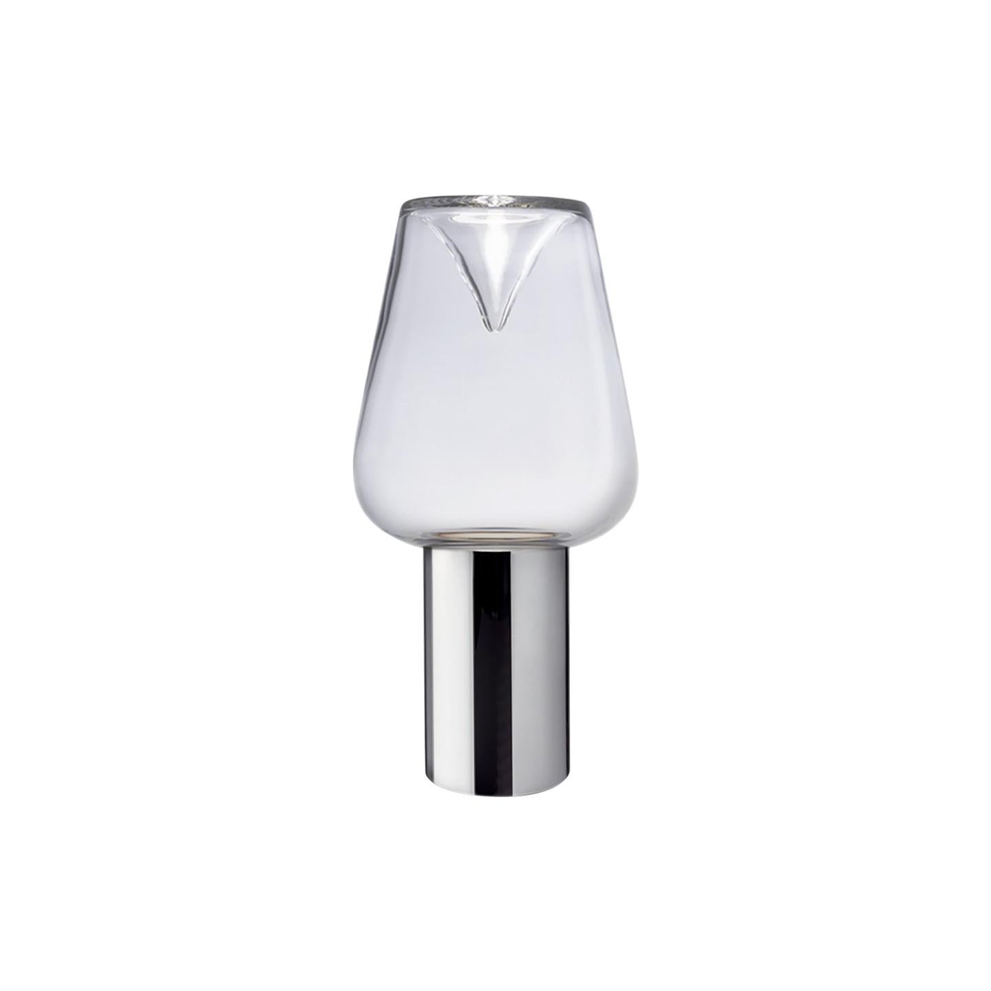 Leucos Aella Thin T LED Table Light in Transparent & Chrome by Toso & Massari