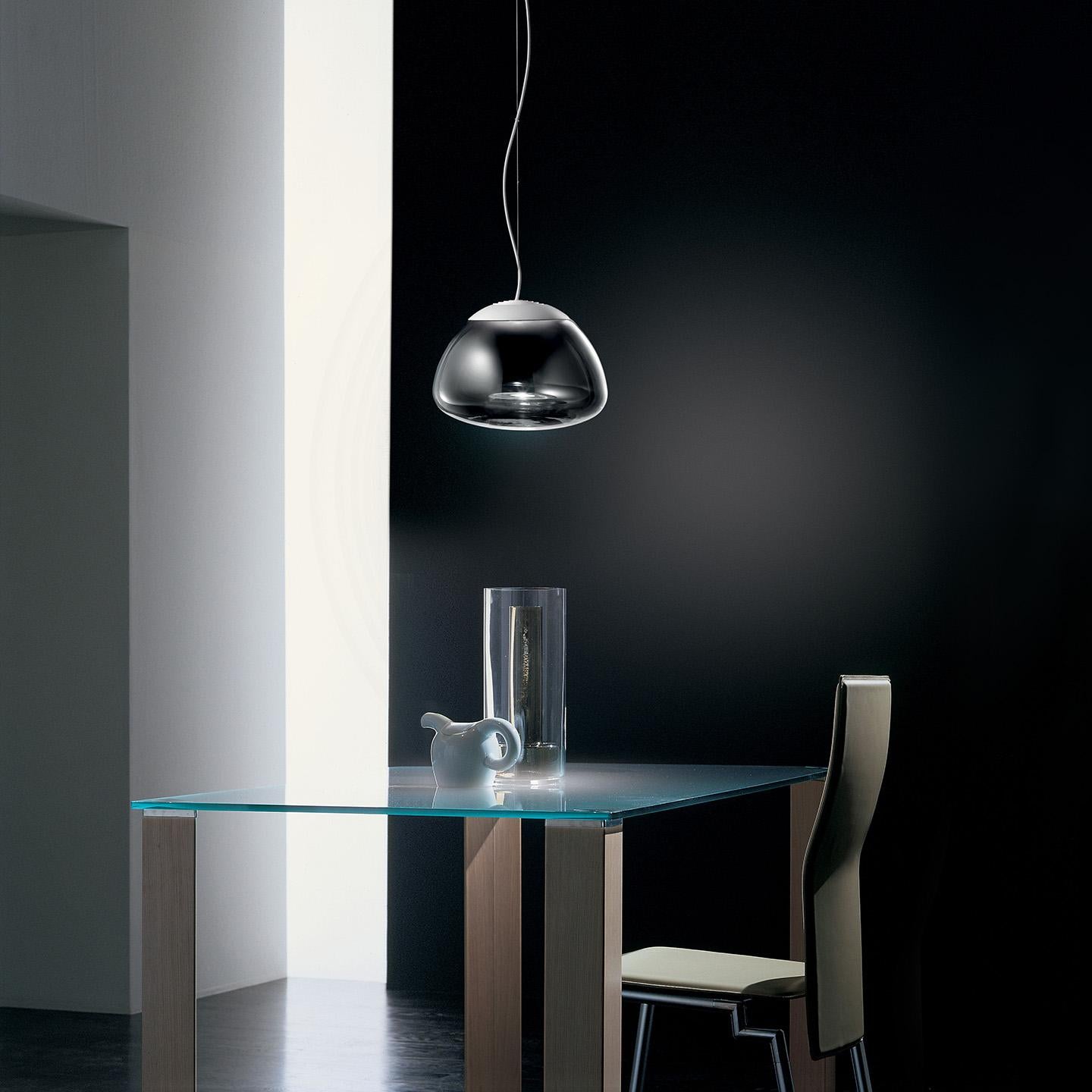 Modern Leucos Aria S 36 LED Pendant Light in Crystal and White by Massimo Iosa Ghini For Sale