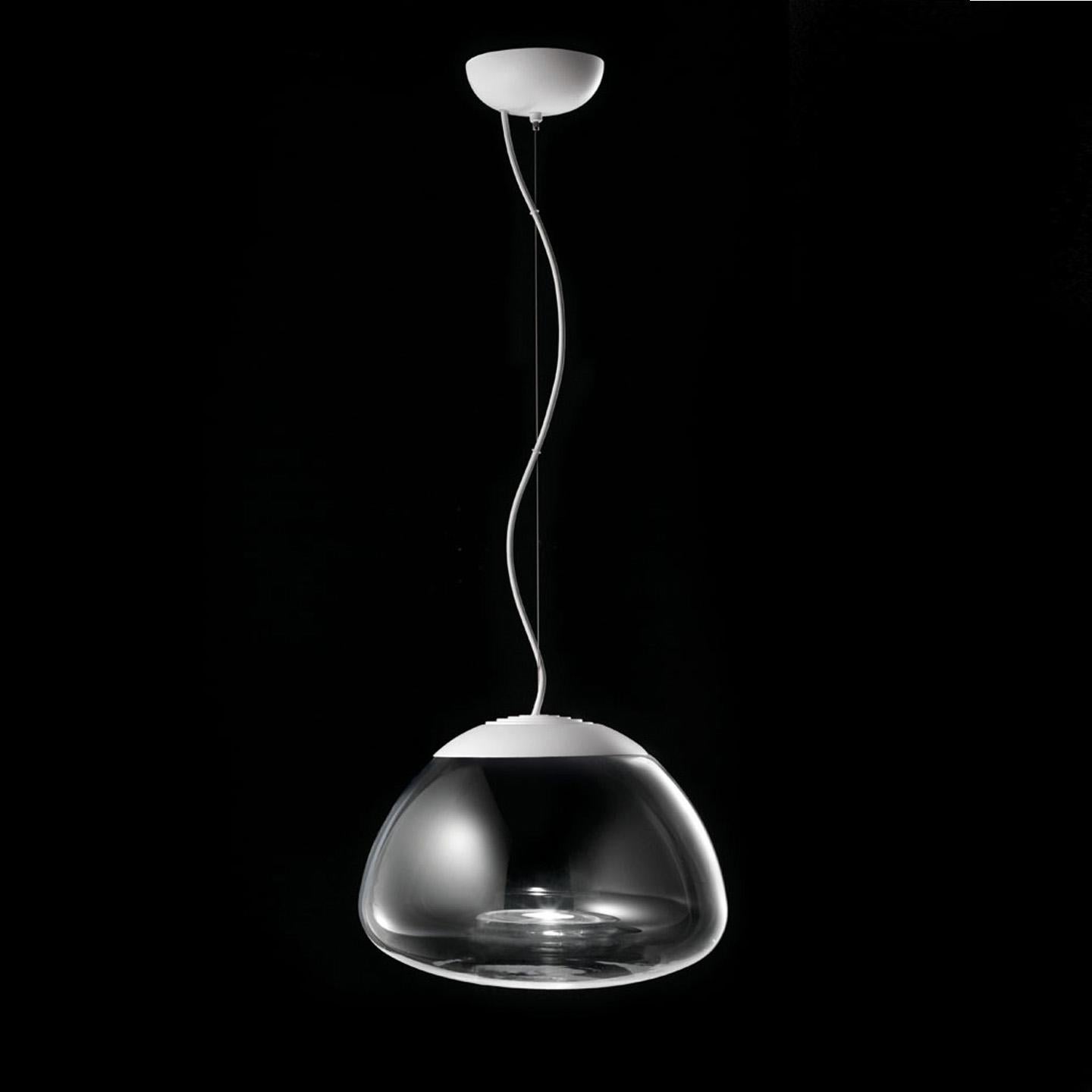 Italian Leucos Aria S 36 LED Pendant Light in Crystal and White by Massimo Iosa Ghini For Sale