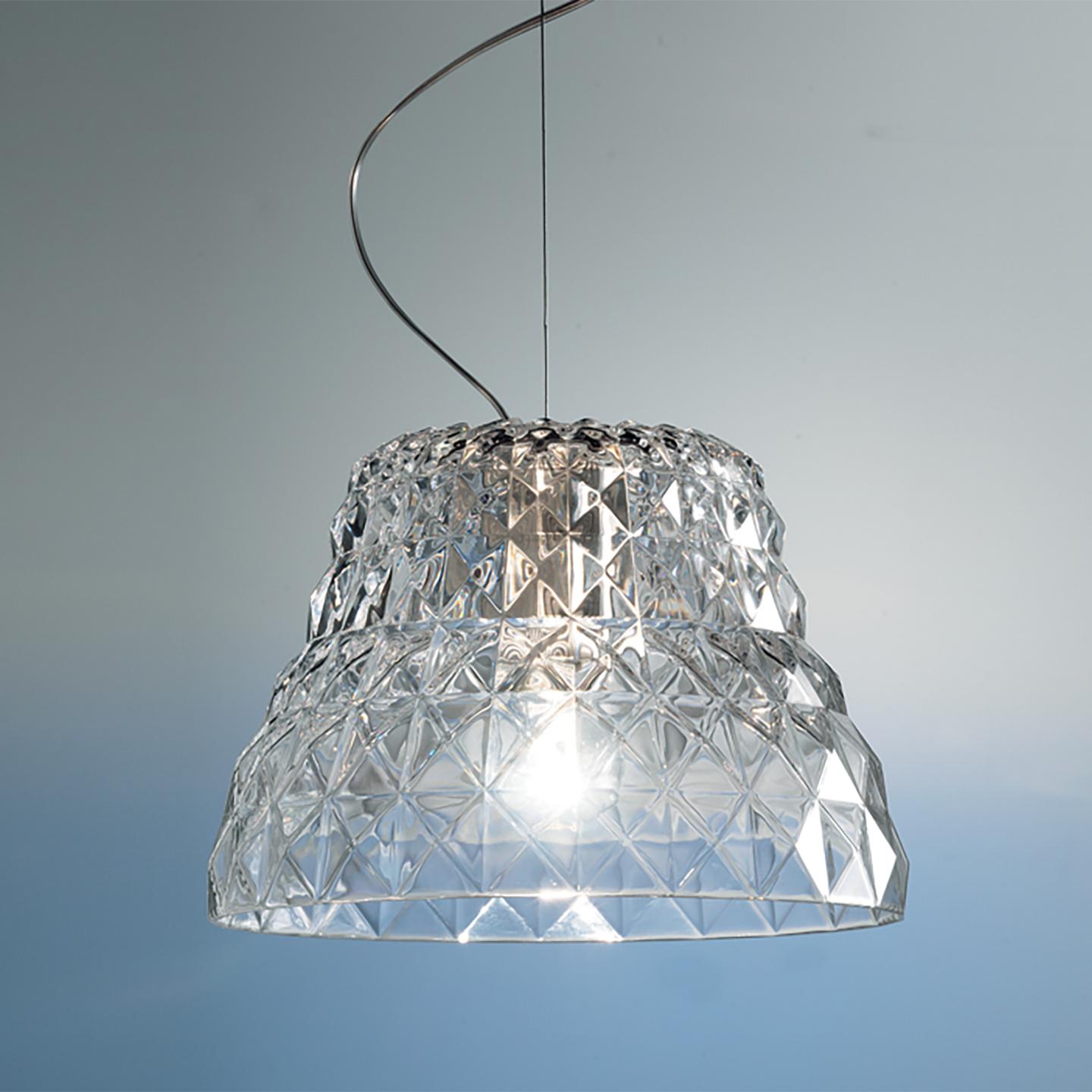 The Atelier pendant, designed by Archirivolto, is an elegant bowl of crystal that dazzles and sparkles. Atelier, which means “workshop” in English, features beautiful, handmade cut crystal that hangs gracefully from the ceiling. The extraordinary