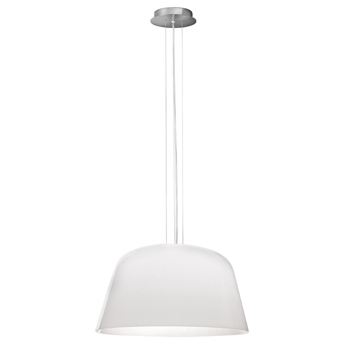 Modern Leucos Ayers S 38 Pendant Light in Glossy White and Satin Nickel by Marco Piva For Sale