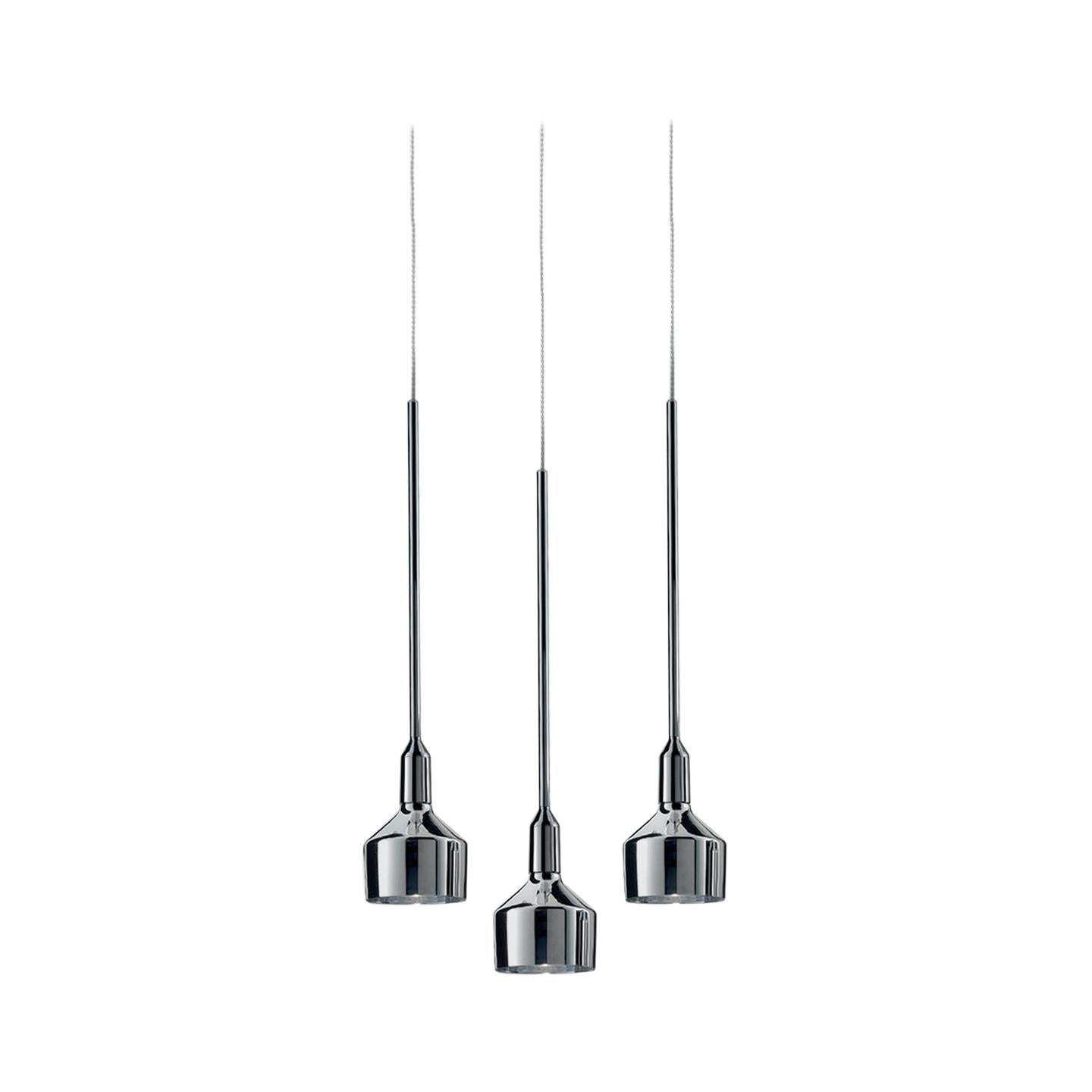 Modern Leucos Beamer S 11-R3 LED Multipoint Pendant Light in Chromed Glass by Arik Levy