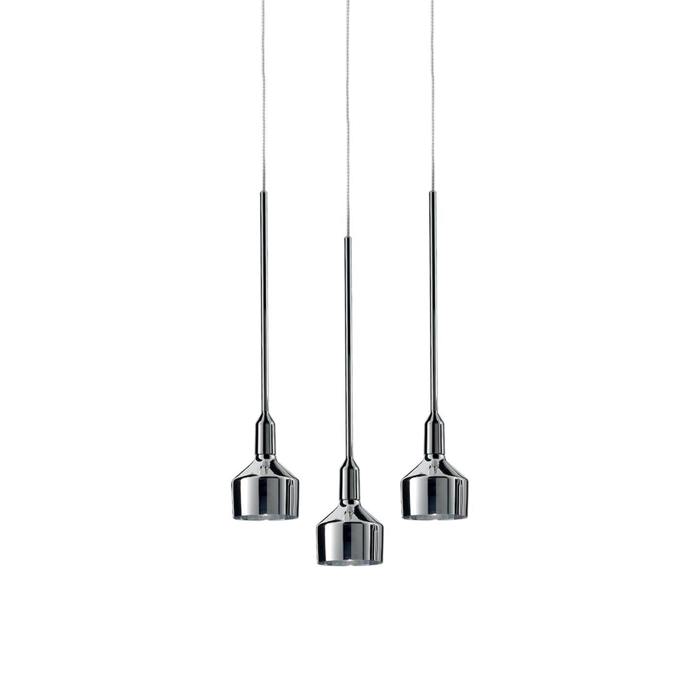 Leucos Beamer S 11-R3 LED Multipoint Pendant Light in Chromed Glass by Arik Levy