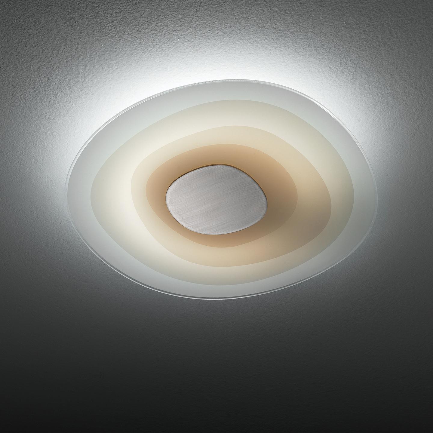 Modern Leucos Beta Small Flush Mount in White and Sand by Paolo Franzin For Sale