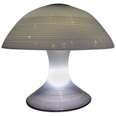 Leucos Black and White Murano Swirl Glass Table Lamp, Italy, 1970s