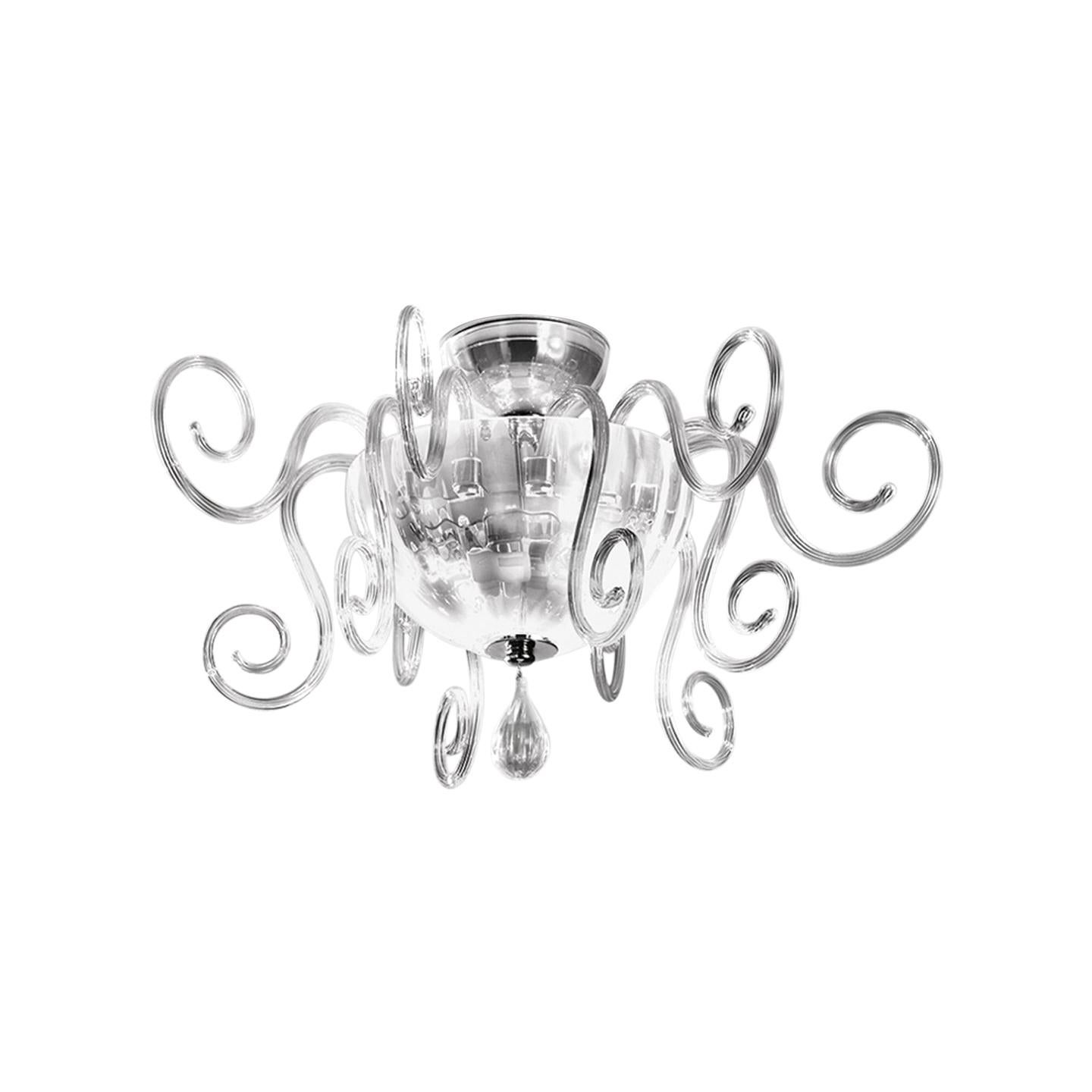 Leucos Bolero PL Ceiling Light in Crystal and Chrome by Carlo Nason In New Condition For Sale In Edison, NJ