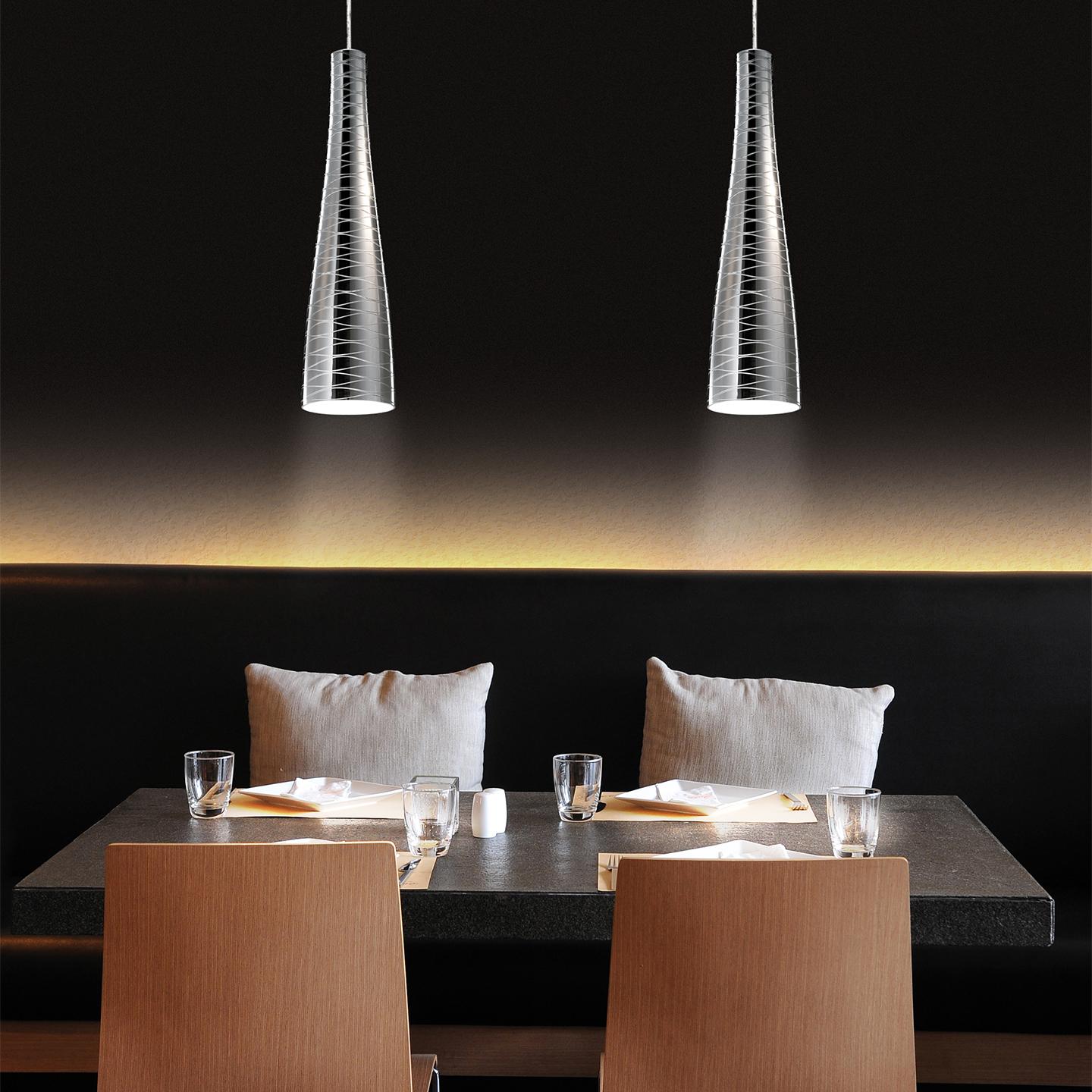 Italian Leucos Class S 40 Pendant Light in Mirror and Gray by Design Lab