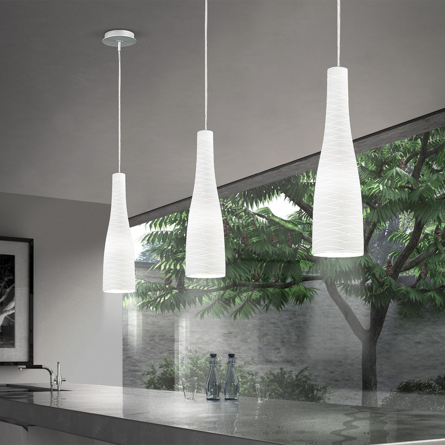 Contemporary Leucos Class S 40 Pendant Light in Satin Milky White and Gray by Design Lab