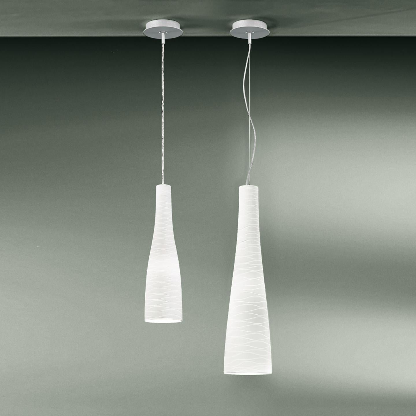 Modern Leucos Class S 60 Pendant Light in Satin Milky White and Gray by Design Lab For Sale