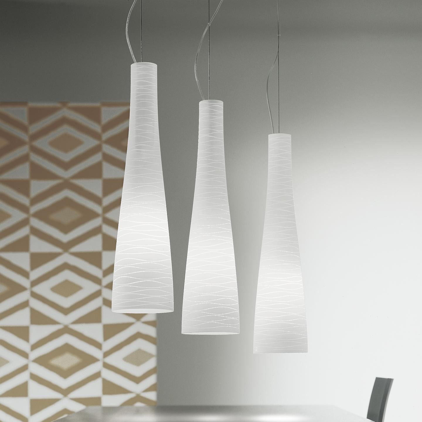 Italian Leucos Class S 60 Pendant Light in Satin Milky White and Gray by Design Lab For Sale