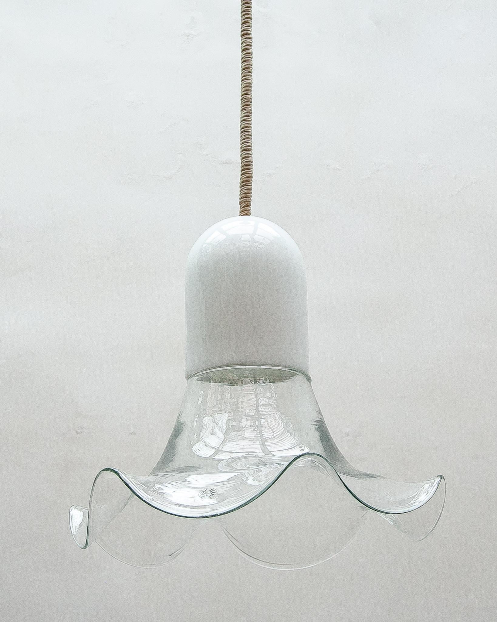 Late 20th Century Leucos Clear and Opal Chandelier by Roberto Pamio & Renato Toso, 1970s For Sale