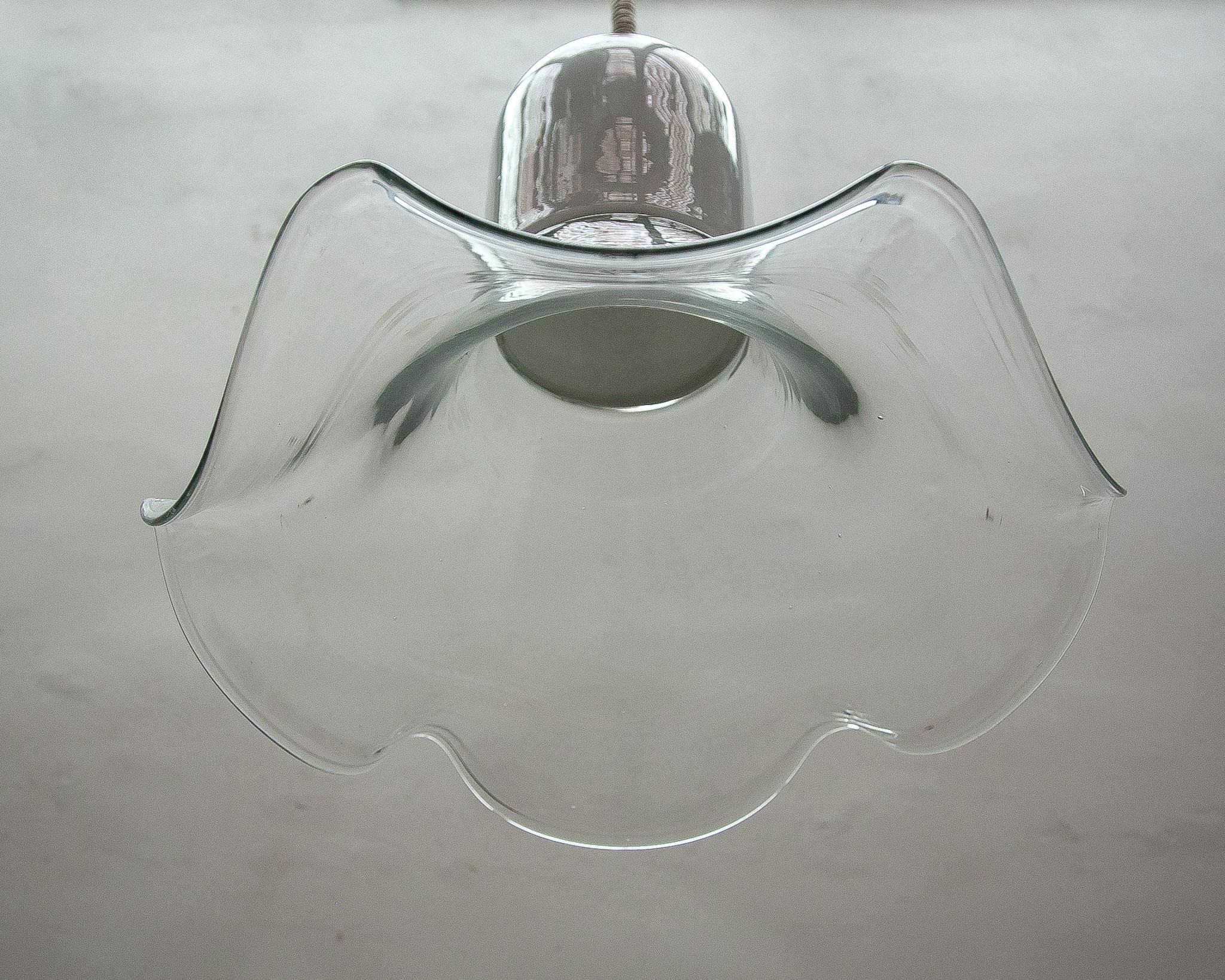 Leucos Clear and Opal Chandelier by Roberto Pamio & Renato Toso, 1970s For Sale 1